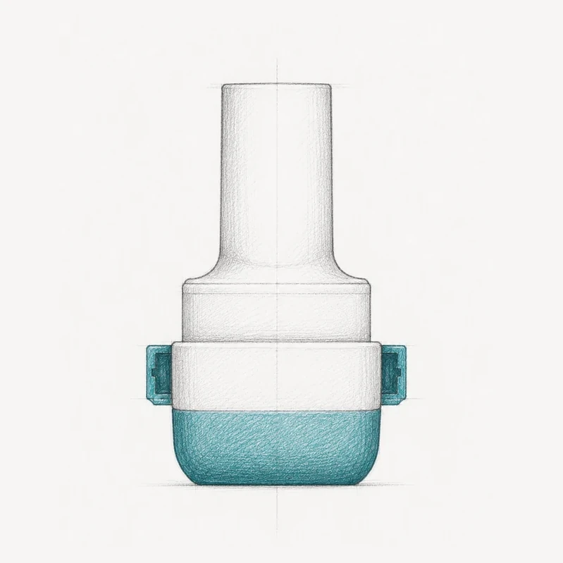 Add-on inhaler sensor module concept sketch
